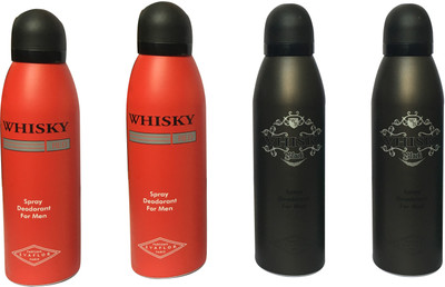 

WHISKY 2 RED , 2 BLACK (PACK OF 4) Body Spray - For Men(200 ml, Pack of 4)