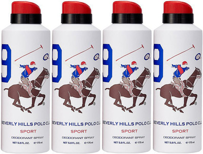 

Beverly Hills Polo Club Four No. 9 Deodorant Spray - For Men(700 ml, Pack of 4)