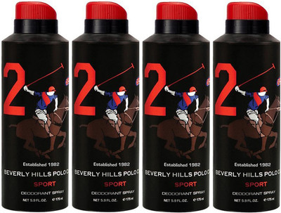 

Beverly Hills Polo Club Four No. 2 Deodorant Spray - For Men(700 ml, Pack of 4)
