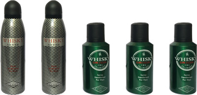 

WHISKY 2 SILVER , 3 ORIGIN (PACK OF 5) Body Spray - For Men(200 ml, Pack of 5)