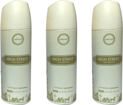

Armaf HIGH STREET (PACK OF 3) Body Spray - For Women(200 ml, Pack of 3)