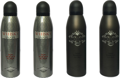 

WHISKY 2 SILVER , 2 BLACK (PACK OF 4) Body Spray - For Men(200 ml, Pack of 4)