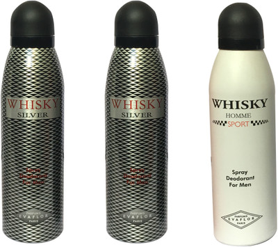 

WHISKY 1 SPORT, 2 SILVER (PACK OF 3) Body Spray - For Men(200 ml, Pack of 3)