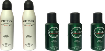 

WHISKY 2 SPORT , 3 ORIGIN (PACK OF 5) Body Spray - For Men(200 ml, Pack of 5)