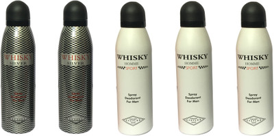 

WHISKY 3 SPORT, 2 SILVER (PACK OF 5) Body Spray - For Men(200 ml, Pack of 5)