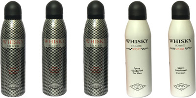 

WHISKY 2 SPORT, 3 SILVER (PACK OF 5) Body Spray - For Men(200 ml, Pack of 5)
