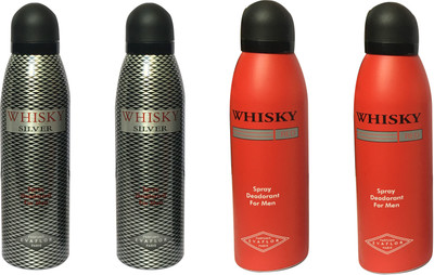 

WHISKY 2 RED , 2 SILVER (PACK OF 4) Body Spray - For Men(200 ml, Pack of 4)