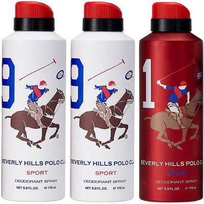 

Beverly Hills Polo Club Two No. 9 and One No. 1 Deodorant Spray - For Men(525 ml, Pack of 3)