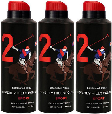 

Beverly Hills Polo Club Three No. 2 Deodorant Spray - For Men(525 ml, Pack of 3)