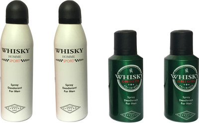 

WHISKY 2 SPORT , 2 ORIGIN (PACK OF 4) Body Spray - For Men(200 ml, Pack of 4)