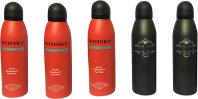 

WHISKY 3 RED , 2 BLACK (PACK OF 5) Body Spray - For Men(200 ml, Pack of 5)