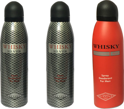 

WHISKY 1 RED , 2 SILVER (PACK OF 3) Body Spray - For Men(200 ml, Pack of 3)