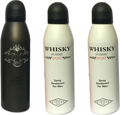 

WHISKY 2 SPORT, 1 BLACK (PACK OF 3) Body Spray - For Men(200 ml, Pack of 3)