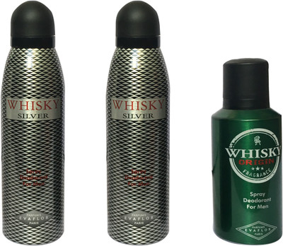 

WHISKY 2 SILVER , 1 ORIGIN (PACK OF 3) Body Spray - For Men(200 ml, Pack of 3)