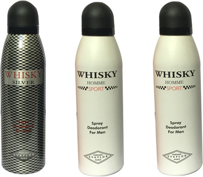 

WHISKY 2 SPORT, 1 SILVER (PACK OF 3) Body Spray - For Men(200 ml, Pack of 3)