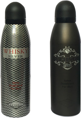 

WHISKY SILVER , BLACK (PACK OF 2) Body Spray - For Men(200 ml, Pack of 2)