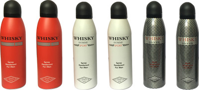 

WHISKY 2 SPORT, 2 SILVER, 2 RED (PACK OF 6) Body Spray - For Men(200 ml, Pack of 6)