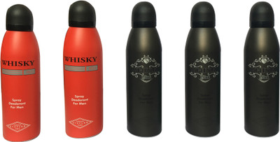 

WHISKY 2 RED , 3 BLACK (PACK OF 5) Body Spray - For Men(200 ml, Pack of 5)