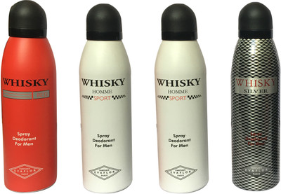 

WHISKY 2 SPORT, 1 SILVER, 1 RED (PACK OF 4) Body Spray - For Men(200 ml, Pack of 4)