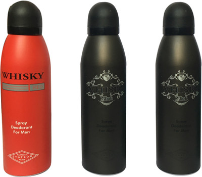 

WHISKY 1 RED , 2 BLACK (PACK OF 3) Body Spray - For Men(200 ml, Pack of 3)