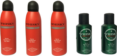 

WHISKY 3 RED , 2 ORIGIN (PACK OF 5) Body Spray - For Men(200 ml, Pack of 5)