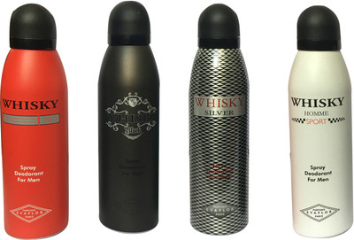 

WHISKY RED, BLACK, SILVER, SPORT (PACK OF 4) Body Spray - For Men(200 ml, Pack of 4)