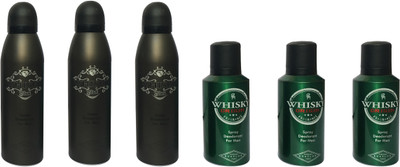 

WHISKY 3 BLACK , 3 ORIGIN (PACK OF 6) Body Spray - For Men(200 ml, Pack of 6)