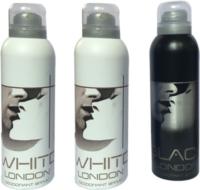 

LONDON 2 WHITE AND 1 BLACK ( PACK OF 3) Deodorant Spray - For Men & Women(200 ml, Pack of 3)