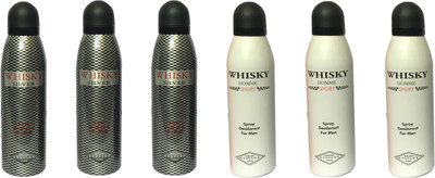 

WHISKY 3 SPORT, 3 SILVER (PACK OF 6) Body Spray - For Men(200 ml, Pack of 6)