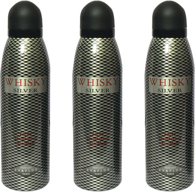 

WHISKY SILVER (PACK OF 3) Body Spray - For Men(200 ml, Pack of 3)