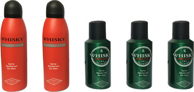 

WHISKY 2 RED , 3 ORIGIN (PACK OF 5) Body Spray - For Men(200 ml, Pack of 5)