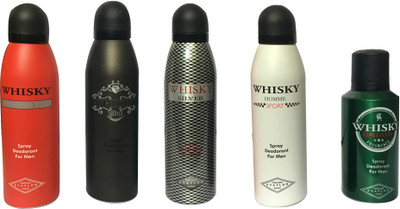 

WHISKY RED, BLACK, SILVER, SPORT, ORIGIN (PACK OF 5) Body Spray - For Men(200 ml, Pack of 5)