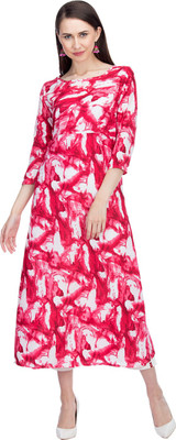 adyuth Women A-line Red Midi/Calf Length Dress