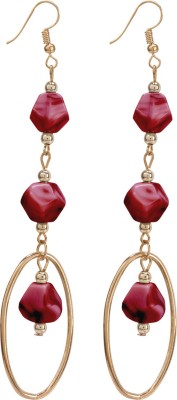 shayma Maroon Stone Drop Dangler with Loop Metal Drops & Danglers