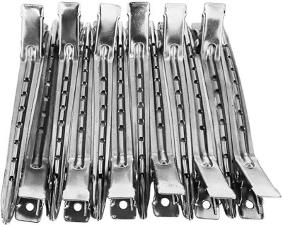 

stylazo Styling Steel Silver Section Clips | Section Hair Clips For Salon Use (Set of 12 Pcs) Hair (silver) Hair Clip(Silver)