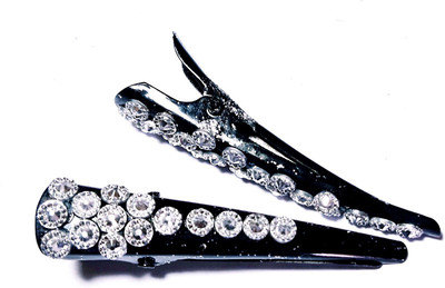 

KEJO CREATIONS KEJO A Pair of White Stoned Alligator Clips for Girls/ Kids/ Baby Girls/women Hair Clip(Black)