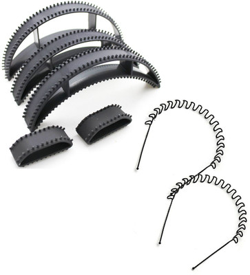 Maahal Set of 5 Bumpits For Hair Puff (Black) with Zig Zag Hair Band Hair Accessory Set(Black)