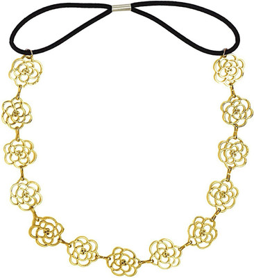 

ROMP FASHION Premium Alloy Golden Hairband Headband for Girls Women Hair Band(Gold)