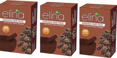 

elina HERBAL SHIKAKAI HAIR PACK WITH ( JATAMANSI, BRAHMI, BHRINGRAJ ) 100% NATURAL & PURE 300g-(Pack of 3)(300 g)