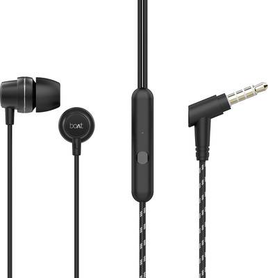 boAt BassHeads 182 Wired Headset with Mic(Charcoal Black, In the Ear)