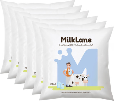 MilkLane UHT Processed Homogenized Toned Milk(6 x 0.5 L)