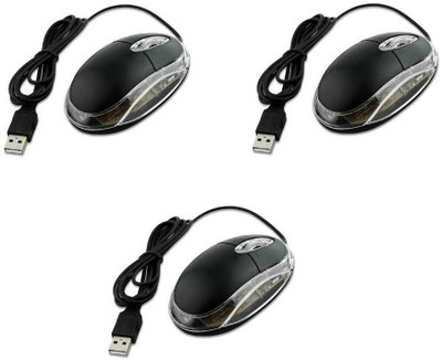 

PRINTCART usb mouse 3 pcs,set of 3,hi-quality Wired Optical Gaming Mouse(USB 2.0, Black)