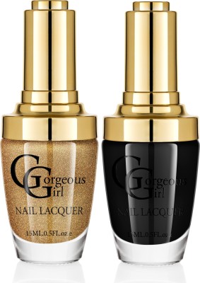 

Gorgeous Girl Glossy Nail Lacquer Rich Black-02 & Gold Glitter-20(Pack of 2)