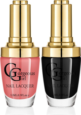 

Gorgeous Girl Glossy Nail Lacquer Rich Black-02 & Red Wood-26(Pack of 2)