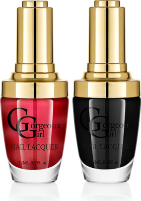 

Gorgeous Girl Glossy Nail Lacquer Rich Black-02 & Pale Carmine-22(Pack of 2)
