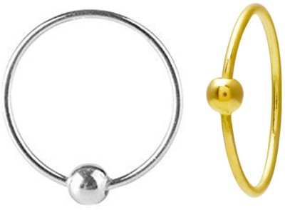 abhooshan Sterling Silver, Gold-plated Plated Sterling Silver Nose Ring Set(Pack of 2)