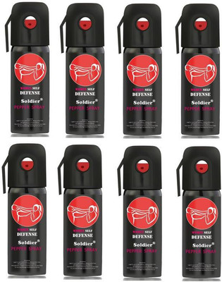 

SOLDIER Women Self Defence Pepper Spray for Safety/Protection, Compact Size with Clip | Max Protection - 45 shots | 60 ml | Pack of 8 Pepper Stream Spray
