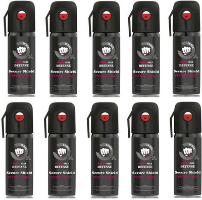 

SECURE SHIELD Women Self Defence Pepper Spray for Safety/Protection, Compact Size with Clip | Max Protection - 45 shots | 55 ml | Pack of 10 Pepper Stream Spray