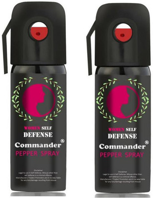 

COMMANDER Women Self Defence Pepper Spray for Safety/Protection, Compact Size with Clip | Max Protection - 45 shots | 60 ml | Pack of 2 Pepper Stream Spray