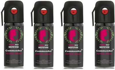 

COMMANDER Women Self Defence Pepper Spray for Safety/Protection, Compact Size with Clip | Max Protection - 45 shots | 60 ml | Pack of 4 Pepper Stream Spray